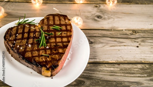 Heart-shaped steak on a plate