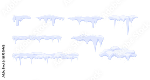 Winter icicles and snowcaps collection featuring various shapes