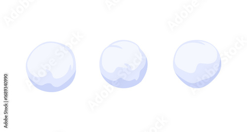 Three snowballs on white background in flat style
