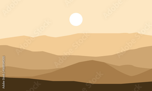 Illustration of a Mountain Panorama in the Morning
