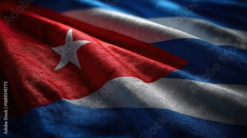 a flag with cuba written across it, superimposed onto a background of a textured surface that resembles fabric, suggesting the appearance of a three dimensional flag