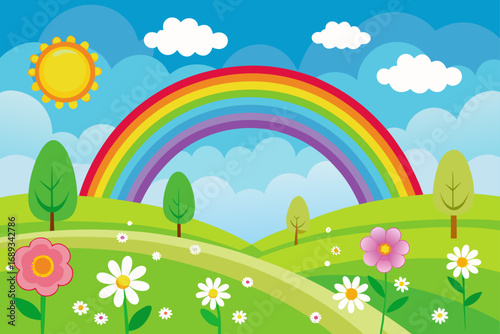 rainbow with flowers