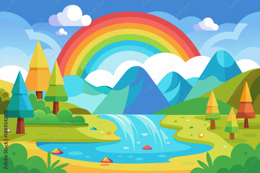 Fototapeta premium landscape with rainbow