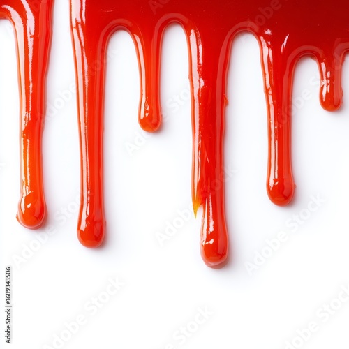 Close up of red liquid dripping down