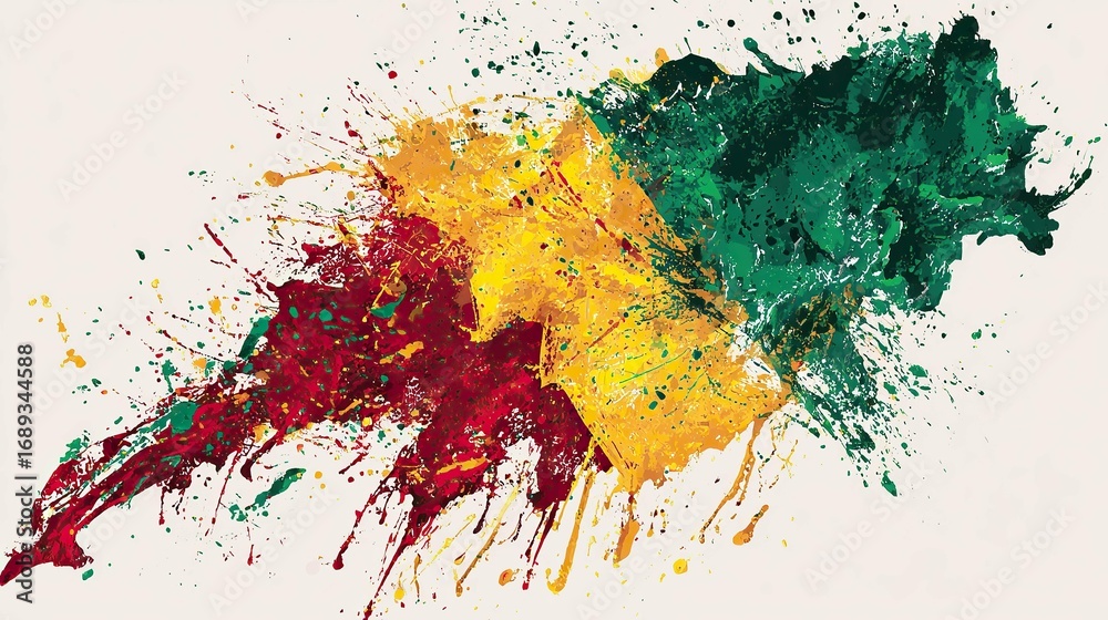 Fototapeta premium a vibrant and abstract representation of a map with various colors splashed across it in an expressive style that resembles paint or ink splatters