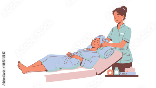 Caring nurse gently washes elderly patient s hair in a relaxing salon setting