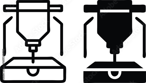 3D Printer Icon, Additive Manufacturing Symbol, Modern Technology Vector, Industrial Machine Illustration