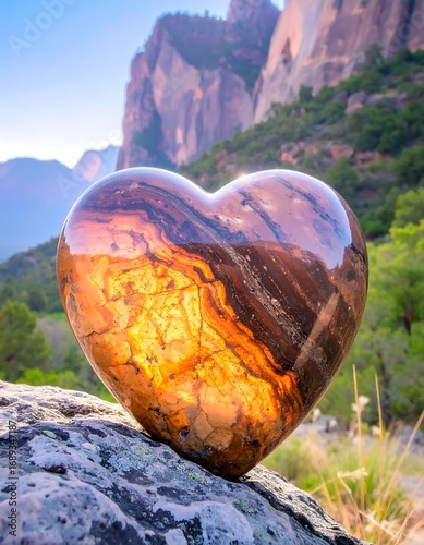 Heart-shaped stone in nature