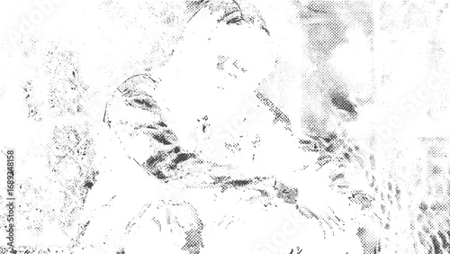 Abstract monochrome noise texture with dust and debris particles. Vector grunge texture overlay with scratched grain and dust effect. 