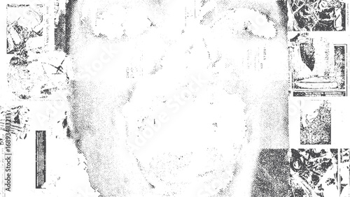 Small debris particles and dust abstract vector noise background. Grunge grain scratched texture black and white distressed background. 