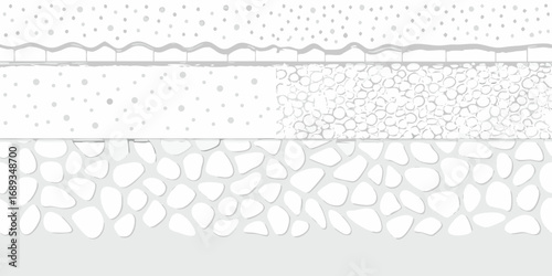 Abstract layered background with diverse textures and patterns in shades of white and gray