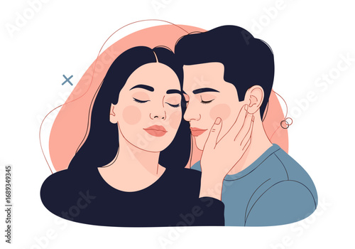 A tender embrace captures a moment of pure love and intimacy between two young people