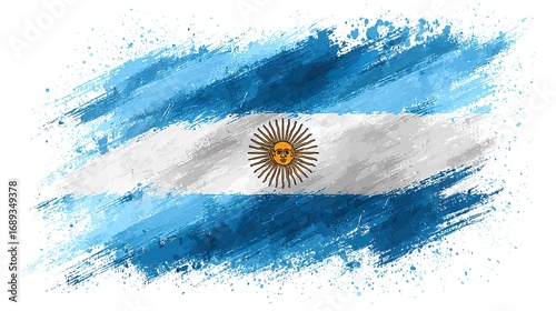 the flag of argentina with its distinctive design, predominantly white, blue, and yellow, along with the sun icon representing the country