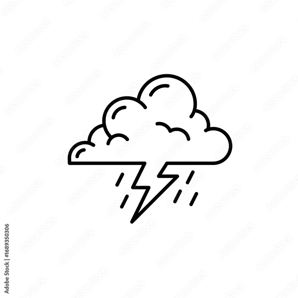 Fototapeta premium Line Art Illustration of a Thunderstorm