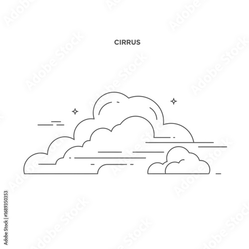 Line Art Illustration of Cirrus Clouds