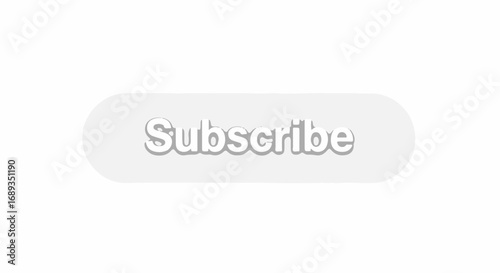 White subscribe button on transparent background for social media. Subscribe element features soft shadow and rounded edges, suggesting user interaction.