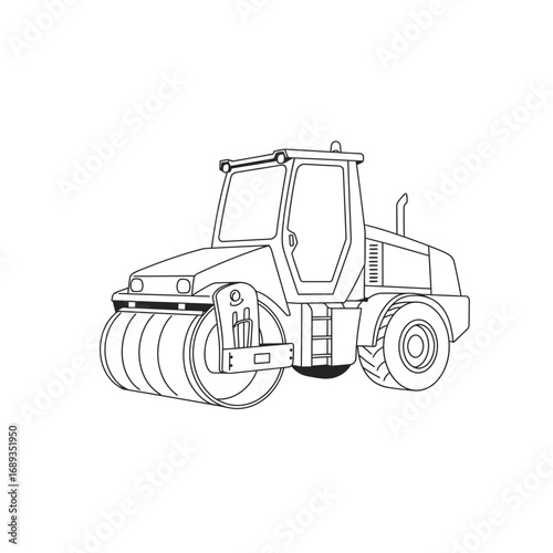 Line Drawing of a Tandem Roller Compactor