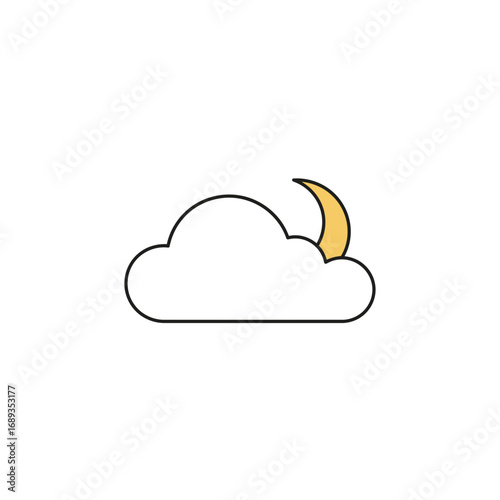 Night Sky Cloud and Crescent Moon Icon