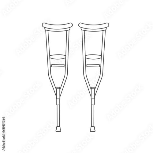 Pair of Underarm Crutches Medical Support Equipment