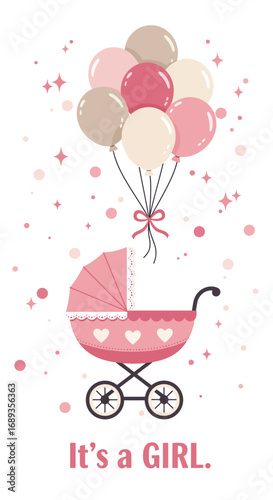 Design of it's a girl, gender reveal vector illustration
