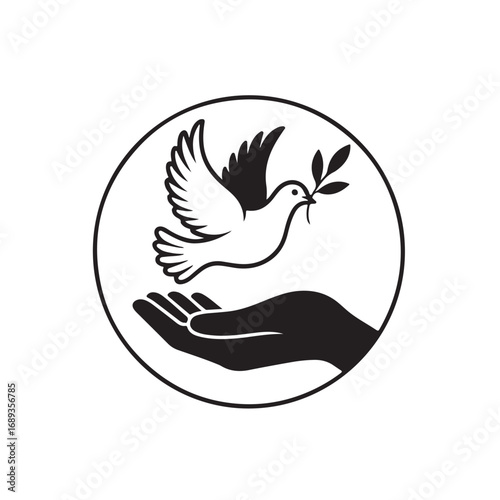 pegion in a hand silhouettes, peace icon