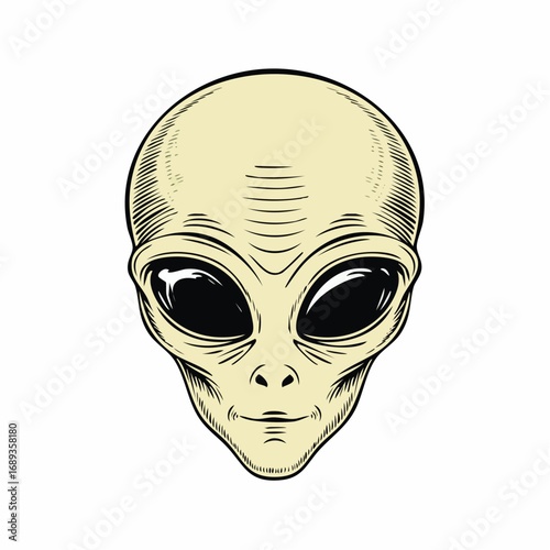 Sublime visage d'alien en gros plan monochrome, extraterrestre