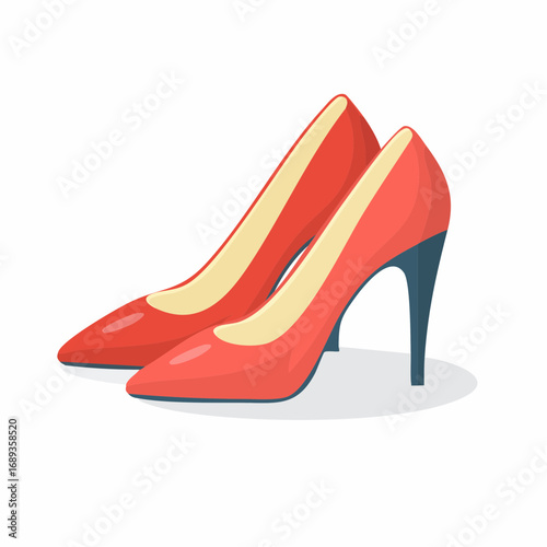 Paire d'escarpins en cuir rouge, talons aiguilles, fond blanc 