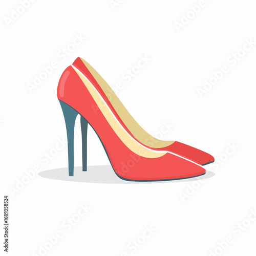 Paire d'escarpins en cuir rouge, talons aiguilles, fond blanc 