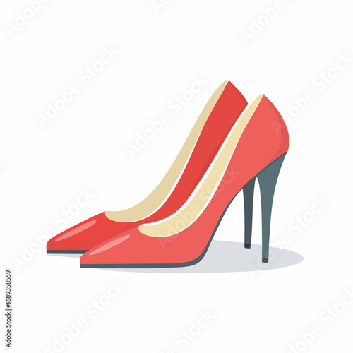 Paire d'escarpins en cuir rouge, talons aiguilles, fond blanc 