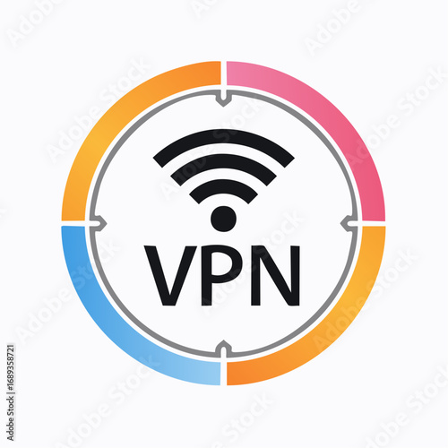Joli pictogramme coloré pour application VPN, sécurité internet, protection des données, WI-FI 
