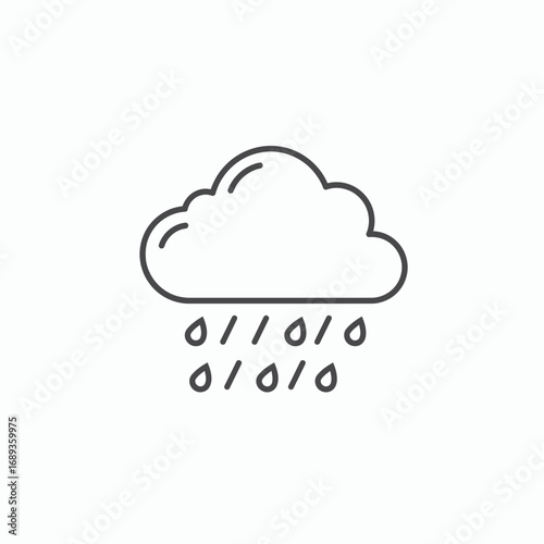 Simple Line Drawing of a Rain Cloud