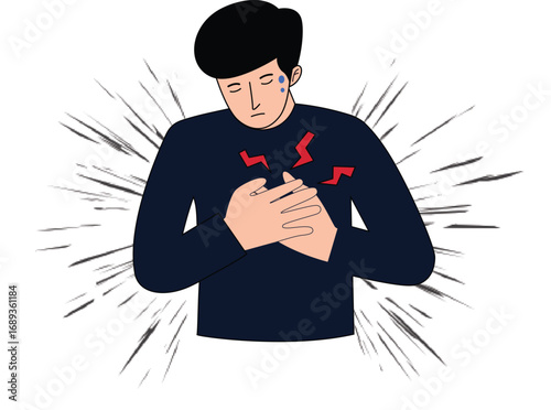 Illustration of a boy who's having a chest pain