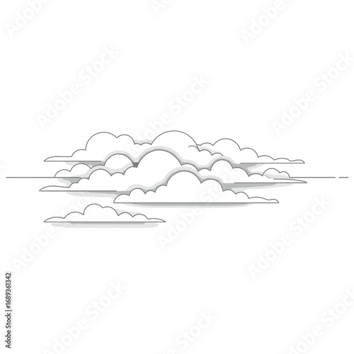 Simple Line Drawing of Clouds and Horizon