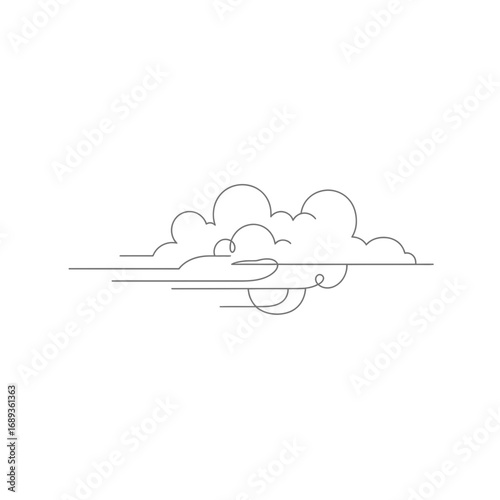 Simple Line Drawing of Clouds and Horizon