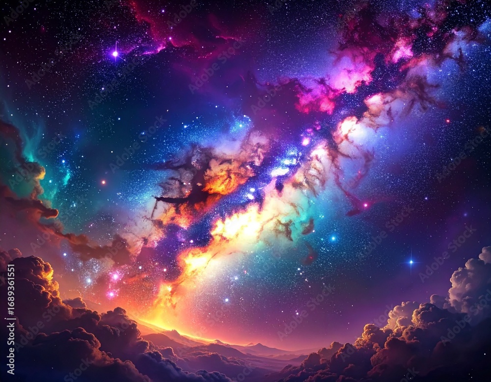 Fototapeta premium Ultra-Realistic Artistic View of the Milky Way Galaxy with Glowing Nebula