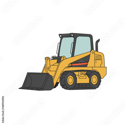 Yellow and Gray Skid Steer Loader Illustration