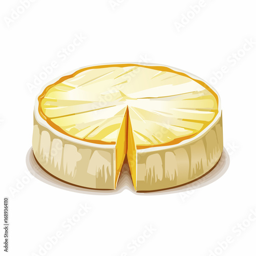 Round Creamy Cheese Wheel with a Single Slice Removed