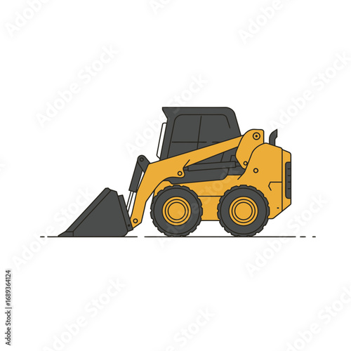 Yellow and Gray Skid Steer Loader Illustration