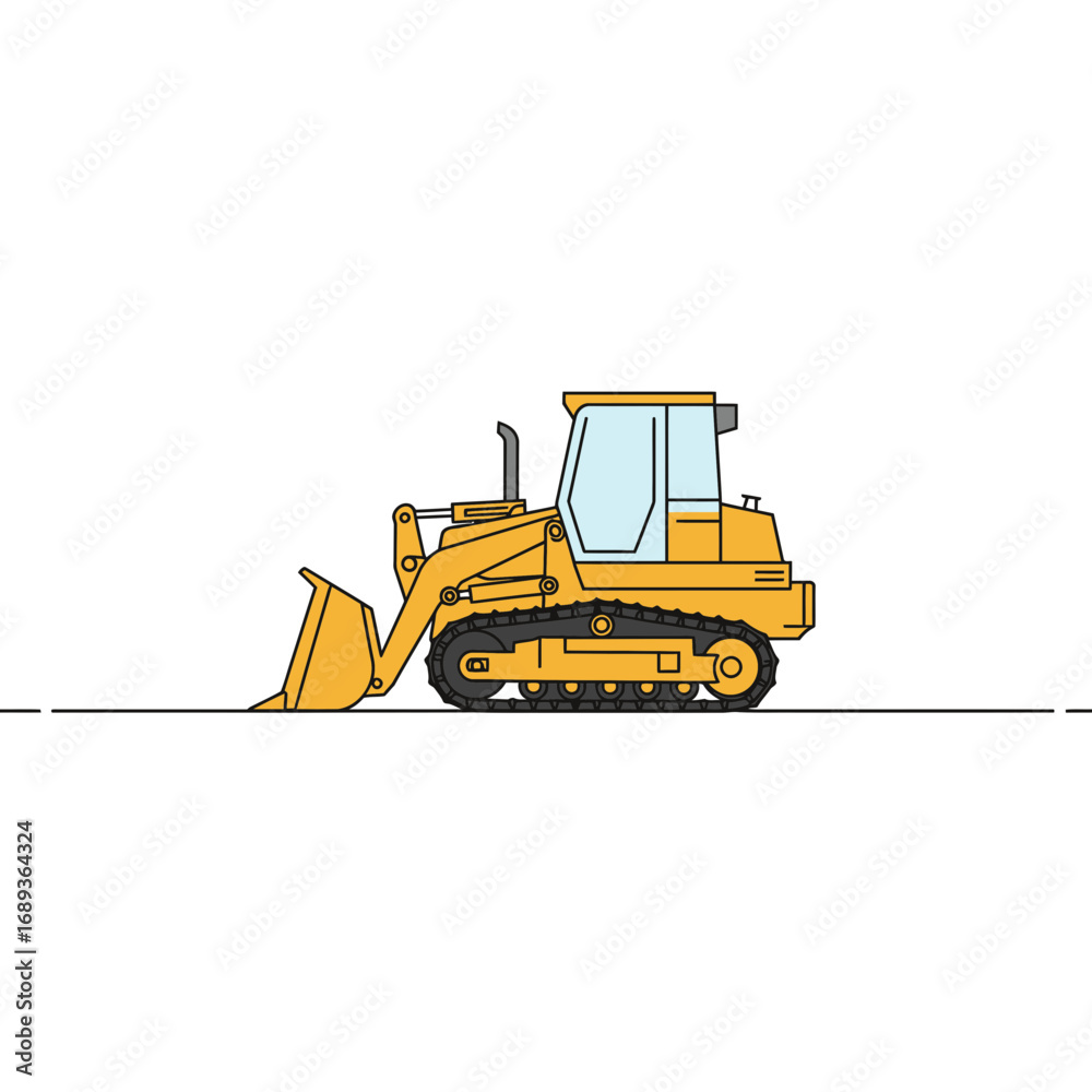 Naklejka premium Yellow Bulldozer Illustration Side View
