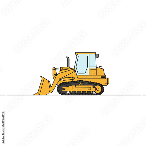 Yellow Bulldozer Illustration Side View