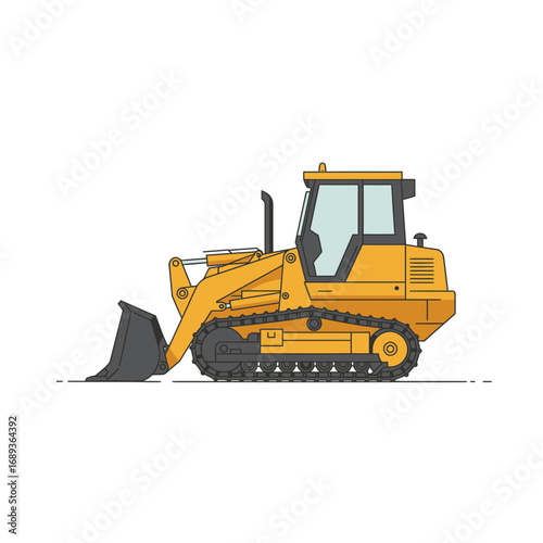 Yellow Bulldozer on White Background