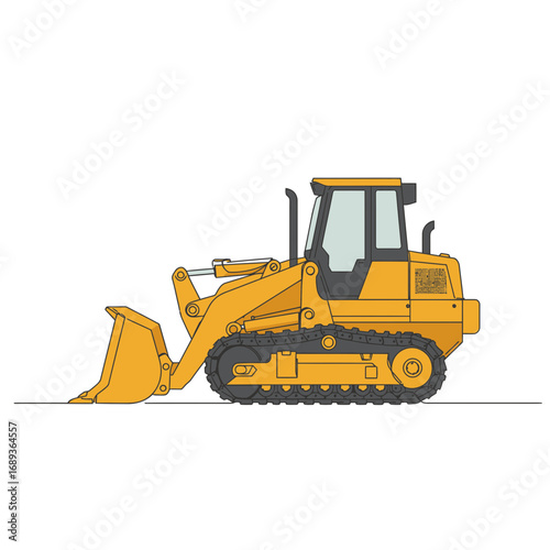 Yellow Construction Loader on Tracks Illustration