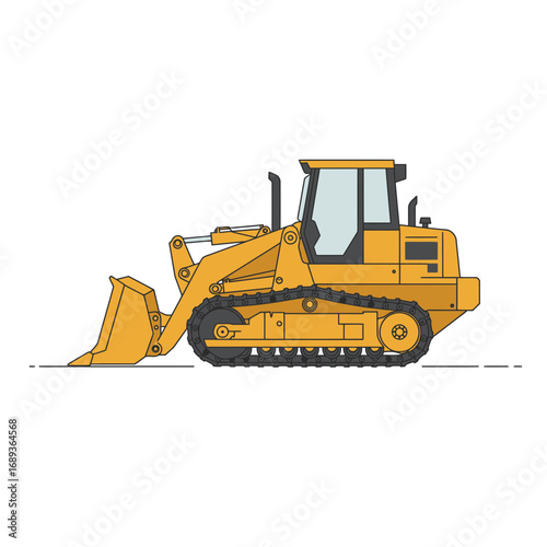Yellow Construction Vehicle Side Profile Illustration