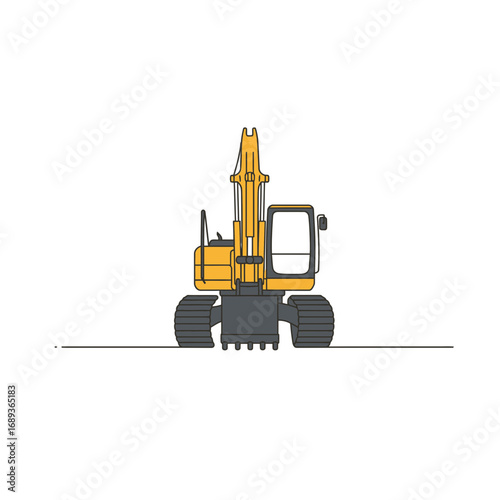 Yellow Excavator Illustration Minimal Design