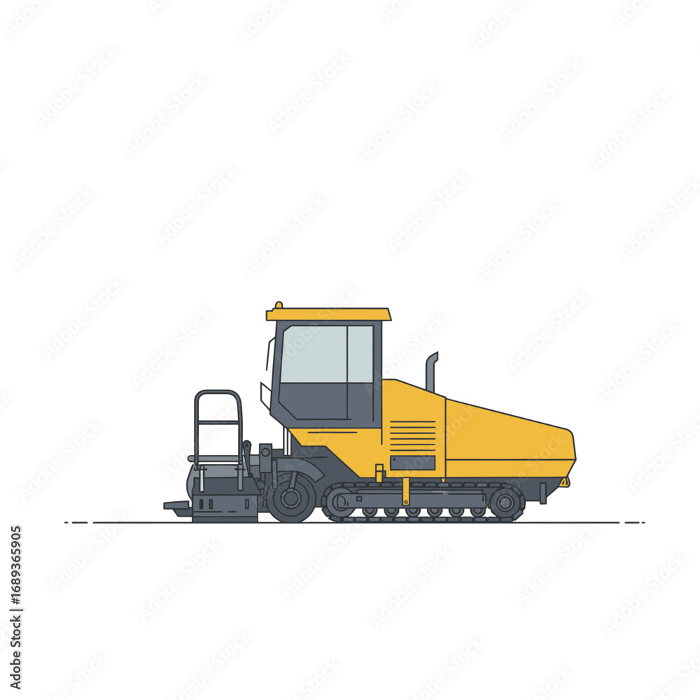 Naklejka premium Yellow Road Paver Machine Illustration