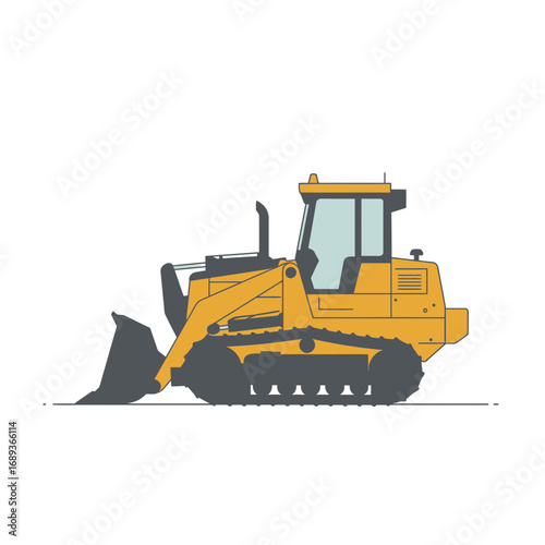 Yellow Track Loader on White Background