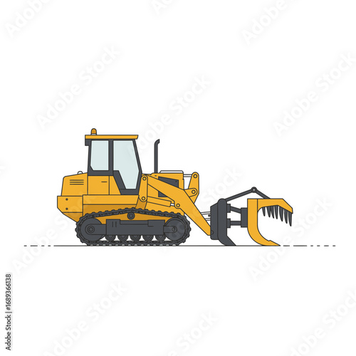 Yellow Tractor with Claw on Tracks