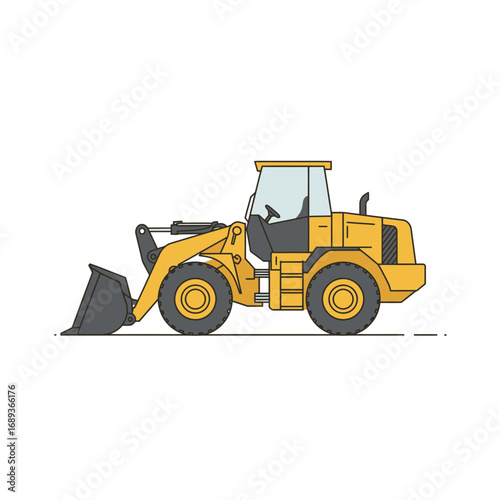 Yellow Wheel Loader Construction Equipment Illustration