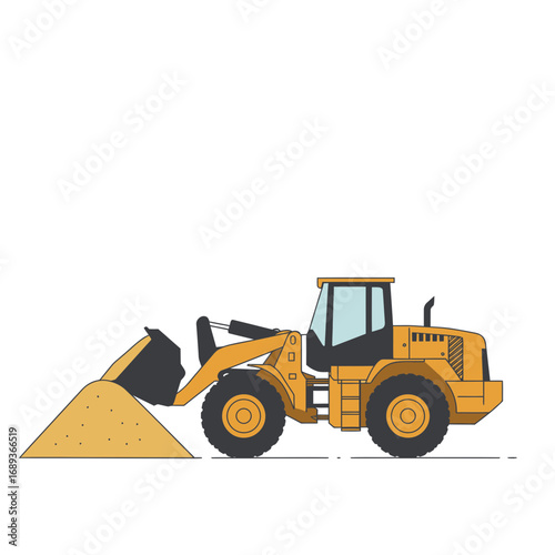 Yellow Wheel Loader Moving Sand Pile Illustration