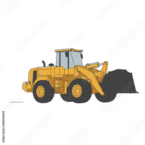 Yellow Wheel Loader on White Background